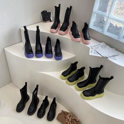 China 2021 Winter Women Chunky Ankle Boots Anti-Slippery Heel Chunky Height Increase Chelsea Shoes Female Platform Rain Snow Women Boots for sale