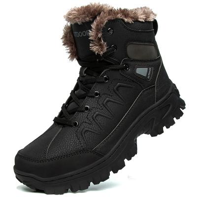 China Fashion Trend Non-Slip Men's Boots Snow European Warm Striped Hunting Shoes Increasing Outdoor Sports Snow Shoes Men's Rise for sale