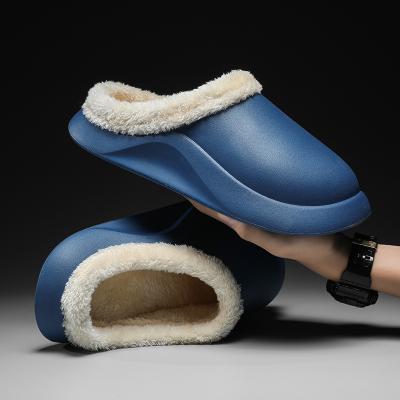 China Wholesale New Trend Couples Winter Fashion Women Waterproof Warm Slippers Large Size Indoor Casual Sliders For Men for sale