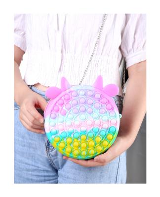 China Fashion Cartoon Coin Storage Bags Girls Noises Toss Toys Rainbow Push Bubble Anti-stress Travel Daily Messenger Bags for sale