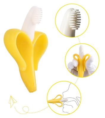 China Toy Latest Product Candy Color Soft Silicone Baby Toothbrush BPA Free Yellow for sale