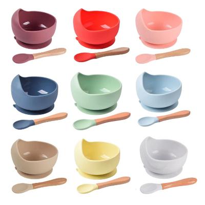 China BPA Free Food Grade Silicone Baby Feeding Bowls 100% Non-Slip Reusable Heat Preservation Silicone Strong Suction Bowl for Kids for sale