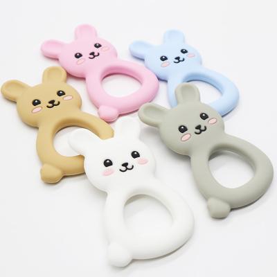 China Soft Toy Cute 100% Food Grade Silicone Bunny Shape Teether Bpa- Free Rabbits Teether For Newborn Baby for sale