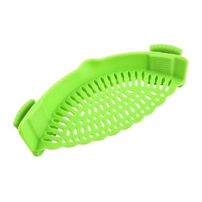 China Detachable Kitchen Folding Tool Colander Kitchen Filter Basket Silicone Leaf Shape Drain Board Holding Block Vegetable Plastic Rice Filter Rice Noodle Sieve Cleaning Instruments for sale