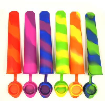 China Siliconea BPA Free DIY Sustainable Paleta Reusable Ice Polish Molds For Kids Silicone Popsicle Makers Ice Pop Molds With Lids for sale