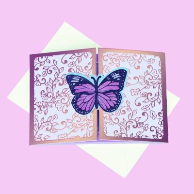 China Europe Butterfly Design UV Glitter Finished Pop Of Greeting Cards For Valentine's Day And Girlfriend for sale