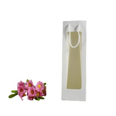 China Recyclable High Quality Paper White Wine Bottle Bag With Clear Window For Packing Wines Or Other Gifts for sale