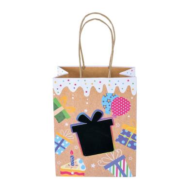 China DIY Design Scratch Board Recyclable Hot Cool Cool Bag With Twist Paper Handles For Birthday Or Packing Gifts for sale