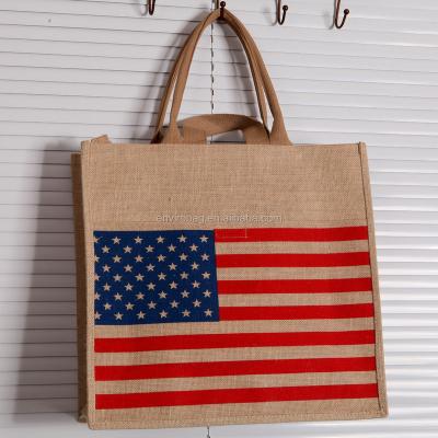 China Manufacturers Handled Wholesale High Quality Cheap Custom Design Printed Jute Shopping Tote Bags for sale