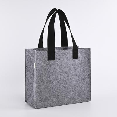 China Fashion Factory Manufacture Wholesale Customized Logo Gray Felt Hand Bags Shopping for sale