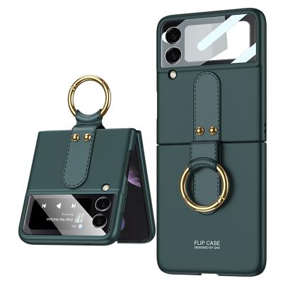 China Shockproof Shockproof Skin Feeling Frosted Folding Ring Phone Case For Samsung Z Flip 3 PC Phone Case for sale