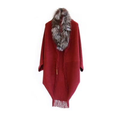 China Best Selling Fox Fur Open Front Knitted Shrugs Cardigan With Tassel Women Free Collar for sale