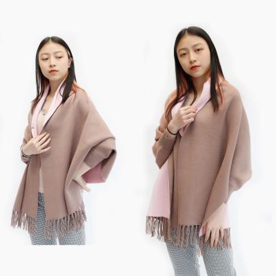 China Excellent quality women's anti-pilling spring wear tassel double layer long shrugs for girls for sale