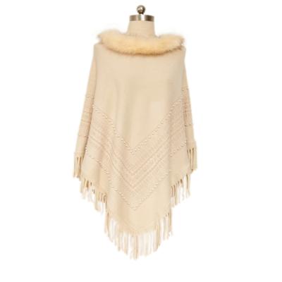 China Luxury Poncho Shawl Jacket Elegant Knitted Ponchos Newest Popular Style Ladies Poncho 2021 Fur Capes Shawls for sale