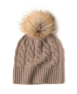 China breathable & OEM wholesale four colors waterproof winter 9GG knit cashmere and fur pom pom hats for women for sale