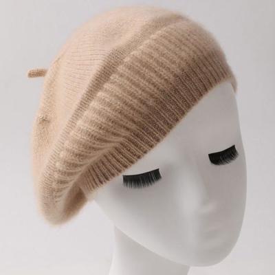 China JOINT Classic Pure Cashmere Goat Style Winter Hats Super Soft Flat Knitted Custom Beret For Women for sale