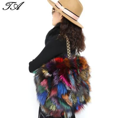 China Fashion Ladies Patchwork Real Fox Fur Shoulder Bag for sale