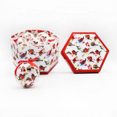 China 14pcs Polyfoam Decoupage Christmas Baubles in Hexagonal Gift Box for sale