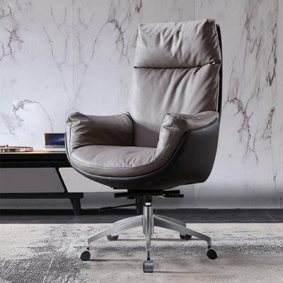 China White Gray High Back Luxury Italian Design Executive Office Swivel Genuine Leather Chair For Project for sale