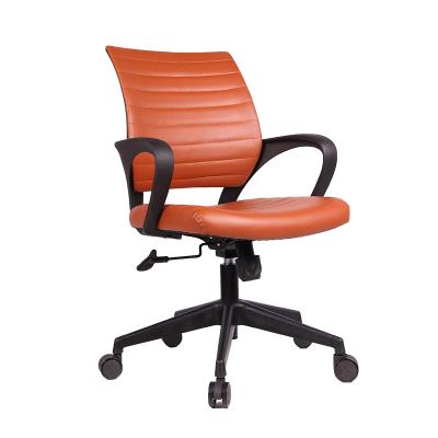 China Lift Chair PU Leather Chair For Office Desk Orange Office Revolving Chair for sale