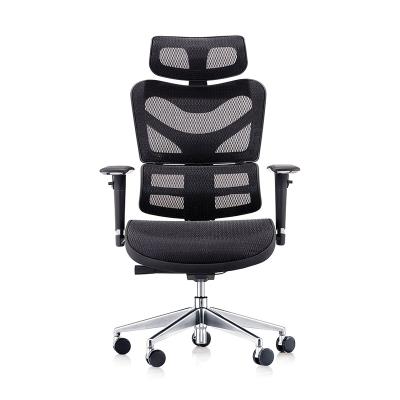 China (Height)Adjustable Luxury Modern Comfort Seat Sliding Rate Control Executive Ergonomic Mesh Line Top Office Chair With Aluminum Base for sale