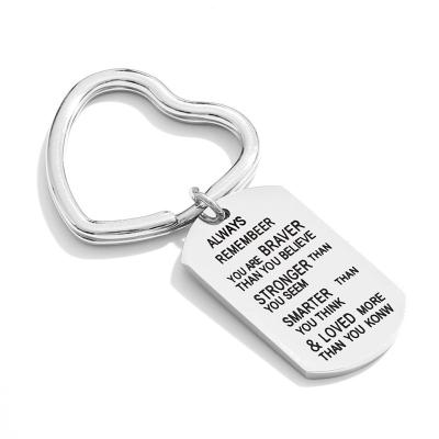 China 2021 wholesale cheap custom stainless steel word logo 304L stainless steel keychains for sale