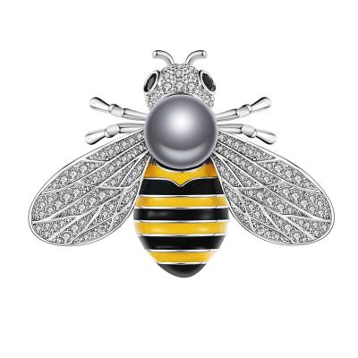 China Silver bee pin ladies channel bee pin zircon women safety pin for sale