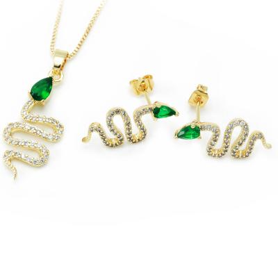 China Romantic Innovative Set Design Of Snake Necklace And Earrings Zircon Jewelry For Girls for sale