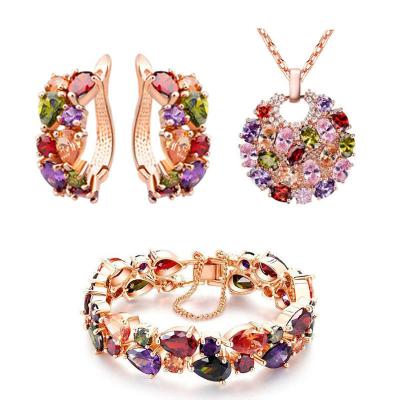 China 2021 Luxury Office/Career Zircon Mona Lisa Women Necklace Jewelry Set For Wedding Gift for sale