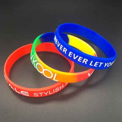 China Personalized Eco-friendly Colorful Silicone Wristband Rubber Wristband For Custom Printed Pattern Promotion Gifts for sale