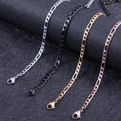 China Custom Available Hiphop 3mm/4mm Stainless Steel 3:1 NK Figaro Chain For Necklace for sale