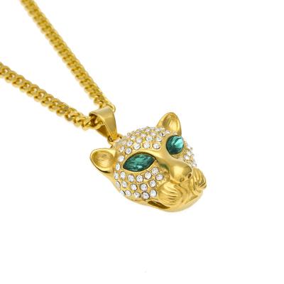 China 2022 Real Hip Hop 18k PVD Gold Plating Leopard 3D Stainless Steel Punk Pendant Necklace For Couples Gift for sale