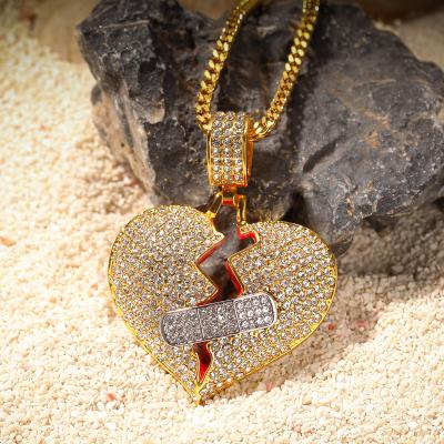 China 2022 hot selling punk style fully Zircon bandage heart punk style street culture pendant jewelry for unisex for sale