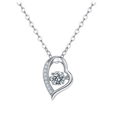 China 2021 Minimalist Romantic Diamond Heart Necklace Zircon Jewelry Sterling Silver 925 for sale