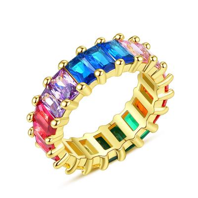 China CLASSIQUE 2022 Classic Popular Colorful Zircon Silver Plated Ring For Women Jewelry Designer for sale