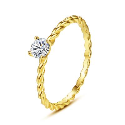 China 2022 925 Sterling Silver 18k Gold Plating Real FASHION Elegant Zircon Twisted Rings For Women for sale