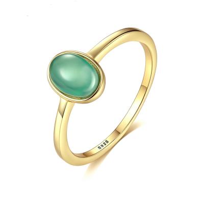 China 2020 Romantic Luxury Gold Plated With Natural Jade 925 Sterling Silver Ring for sale