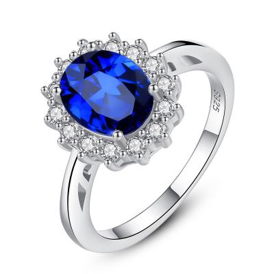 China CLASSIC Best Selling 925 Sterling Silver Gemstone Sapphire Bling Rings For Women Engagement Fashion Custom Rings for sale