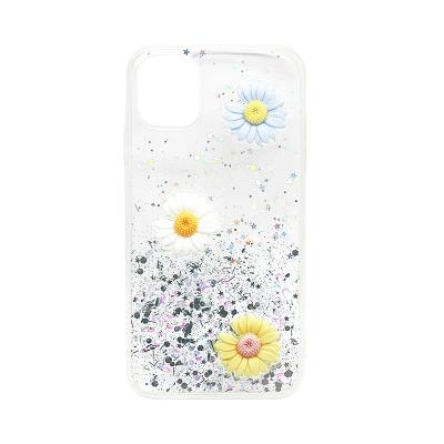 China Luxury Shockproof Dry Flower 3D Protector Cover Drop Glue Glitter Cell Phone Bling Transparent Cover Case For Iphone 11 Pro Max XS Max for sale