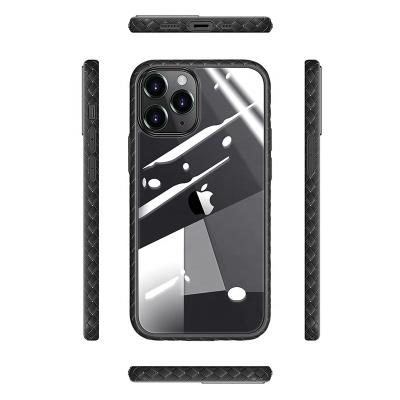 China Dirt-resistant Shockproof Camera Lens Protect Clear Acrylic TPU Woven Phone Case Cover For Iphone12 Pro Max for sale