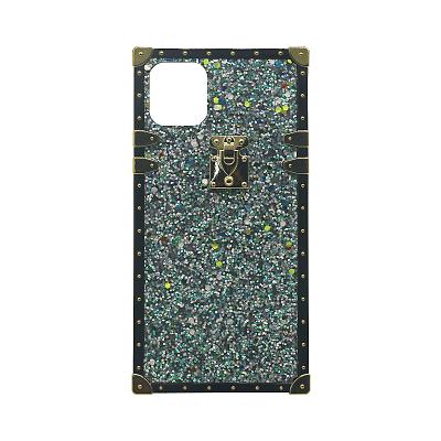 China Fanshion Square Phone Case Custom Design Luminous Diamond Bitobe Luxury Retro Elegant Simple Soft TPU Cover Protect Apple Mobile Phone i Phone for sale