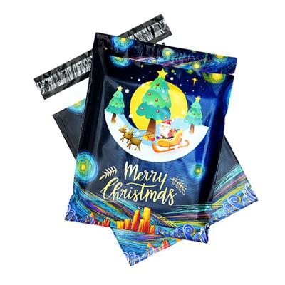 China Business& Merry Christmas Messenger Bags Wholesale Waterproof Plastic Clothing Express Carry Bags Shipping Shopping Mailing Bags for sale