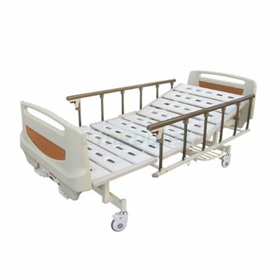 China Manual Easy Operate Healthcare Equipment Furniture Two Functions Medical Patient Nursing 2 Cranks Adjustable Manual Hospital Bed With ABS Head Panel for sale