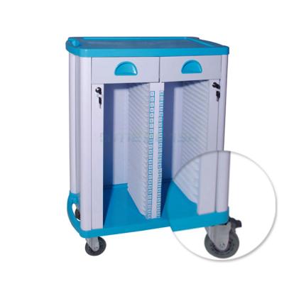 China Modern ABS Material AG-CHT003 Double Rows Medical File Trolley Patient Record Price 50 Layers With 2 Drawers for sale