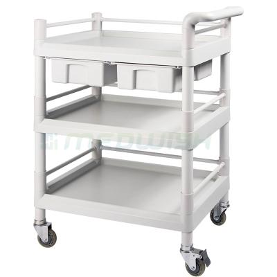 China AG-UTB07 3 Rows Trolley Handle Trolley Four Wheels Modern Hospital Multifunctional Side ABS Medical Service Trolley With Two Drawers for sale