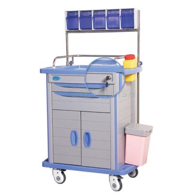 China Modern high quality AG-AT001A3 muti works emergency trolley carts mobile equipment hospital ABS medical anesthesia trolley for sale