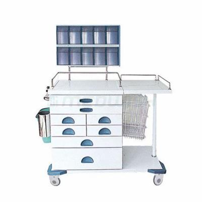 China Modern Steel Powder Coating Eight Drawers Anesthesia Drug Storage Trolley Emergency Medical Trolley Hospital Trolley For Patient Treatment for sale