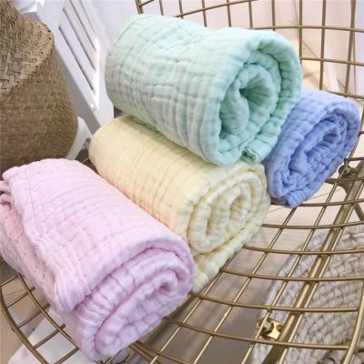 China Wholesale Luxury Plain Baby Organic Newborn Muslin Anti-Static Wrap 100% Cotton Seersucker Bath Towel for sale