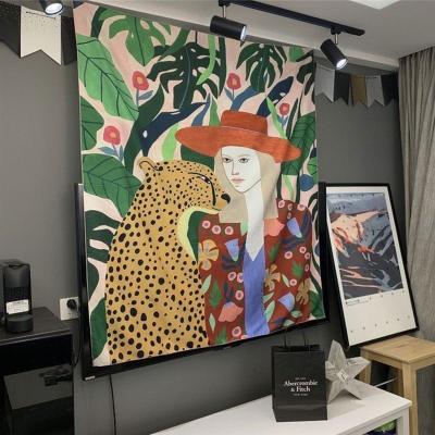 China Simple Digital Printed Nordic Style Digital Printing Embroidered People Tapestry Clothfestival Background for sale