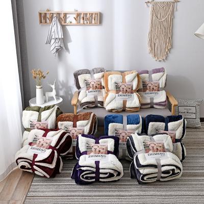 China PORTABLE factory direct solid color thick warm winter thickened fleece blanket single double blanket gift blanket double for sale